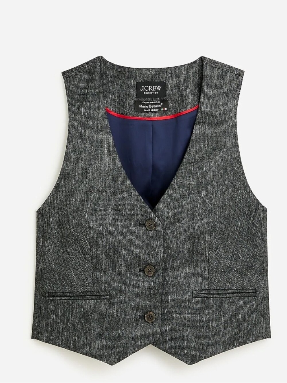J. Crew Collection Cropped Vest In Italian Pinstripe Wool Blend With Lurex Sz 12